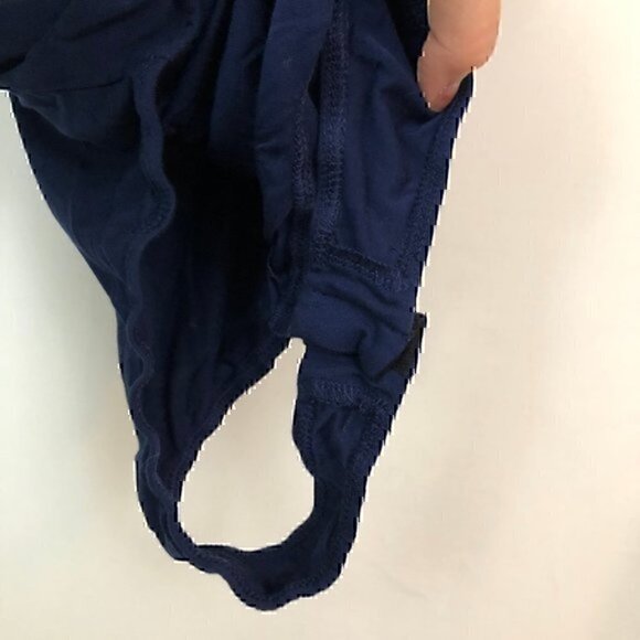 4SI3NNA Solid Navy Blue Sleeveless Lace Up Tie Bodysuit Scoop Neck Rayon Blend - Picture 5 of 8